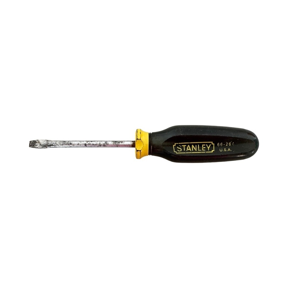 Stanley 66-264 Flat Head Screwdriver Black Yellow Handle Made in USA Vintage